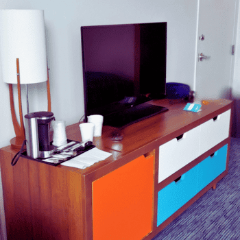 🏖️ Cabana Bay Beach Resort Review with Volcano Bay View – A Fantastic Family Hotel 9 Cabana Bay Resort – Mid-Century Modern Entertainment Console