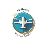 Air-Holiday logo featuring an airplane in flight over a blue sky with palm leaves Travel Tools