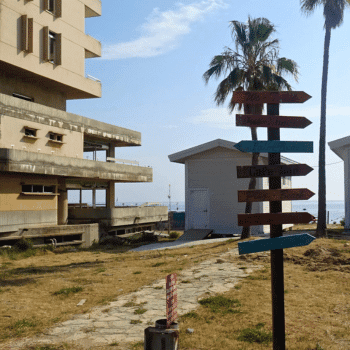 Ayia Napa in May – A Mum & Daughter Escape 🌊☀️ 53 Old signpost in front of abandoned buildings in Varosha, Famagusta