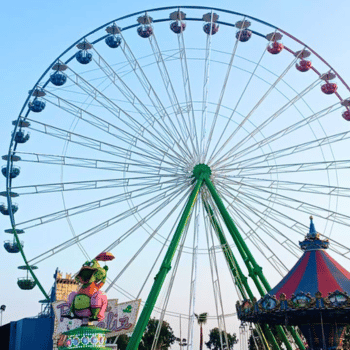 Large Ferris wheel at Parko Paliatso amusement park in Ayia Napa.