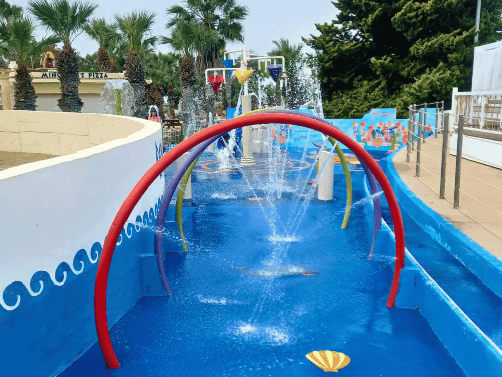 Children's splash play area with water sprays at WaterWorld Water Park