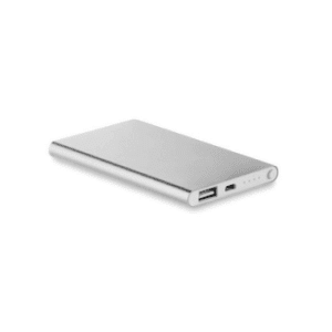 Silver flat light up power bank 4000mAh slim portable charger