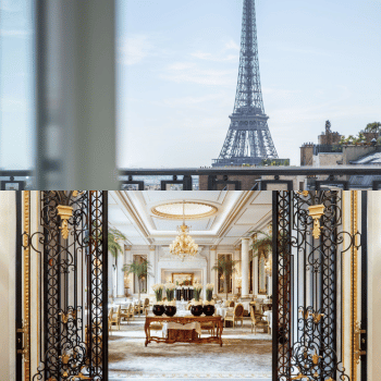 Holiday Accommodation Search Made Easy 26 Eiffel Tower view from a private balcony and opulent dining room at Four Seasons George V Paris