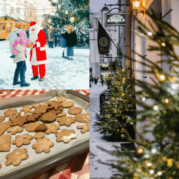 Compare Flights and Travel Essentials 39 Tourists meeting Santa, Christmas trees, and gingerbread baking in Tallinn, Estonia