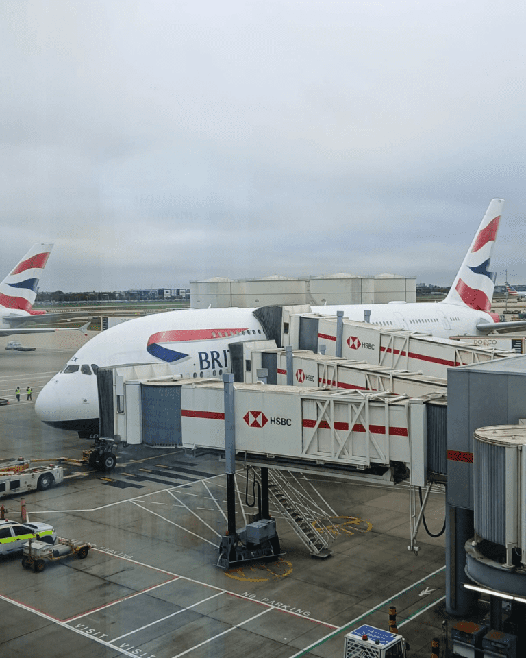 British Airways aircraft parked at a gate at London Heathrow Airport with jet bridges attached British Airways US flights for summer 2026