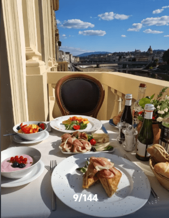 Compare Flights and Travel Essentials 92 Breakfast served on a terrace overlooking Florence at Hotel Lungarno Vespucci 50
