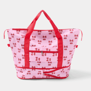 Pink cherry print OHS overnight weekend travel bag for short trips and carry-on travel