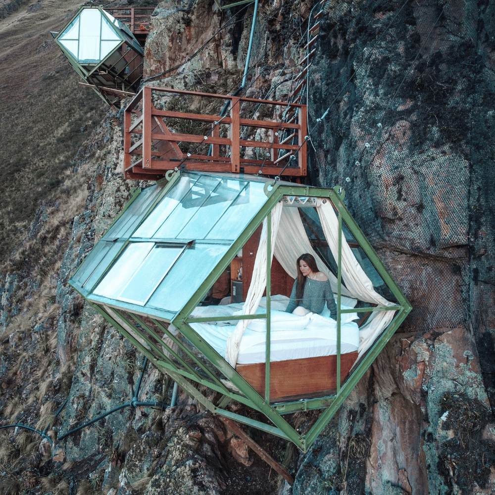 Holiday Accommodation 13 Glass cliffside sleeping pod at Vertical Sky Suites in Peru