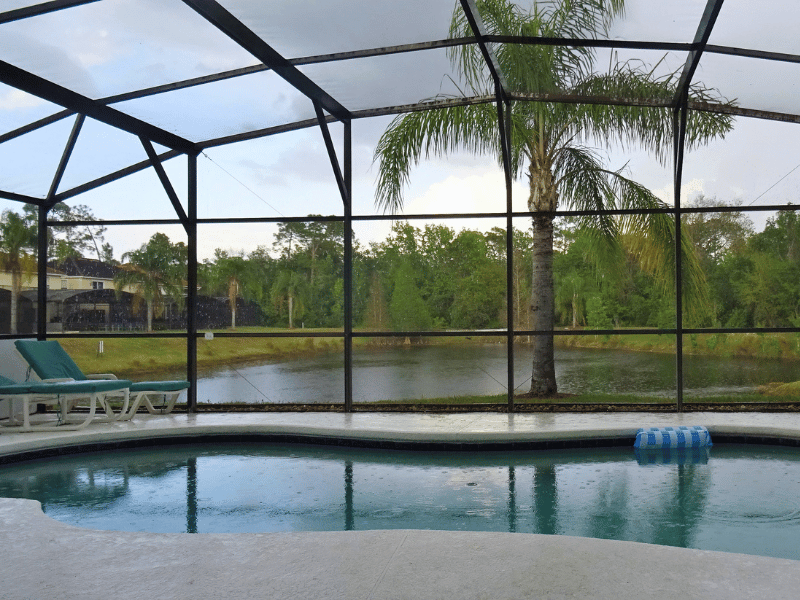 Summer Holidays 34 Private holiday villa swimming pool with screened enclosure