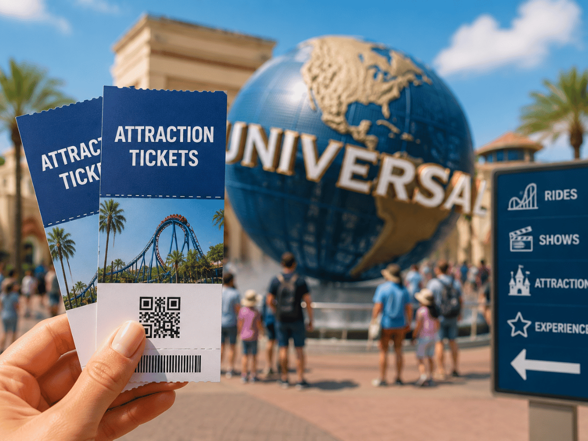 Attraction tickets in front of Universal Orlando Resort