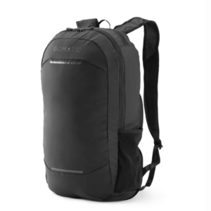 Black Gomatic Navigator Collapsible Backpack shown from the front at an angle with shoulder straps visible