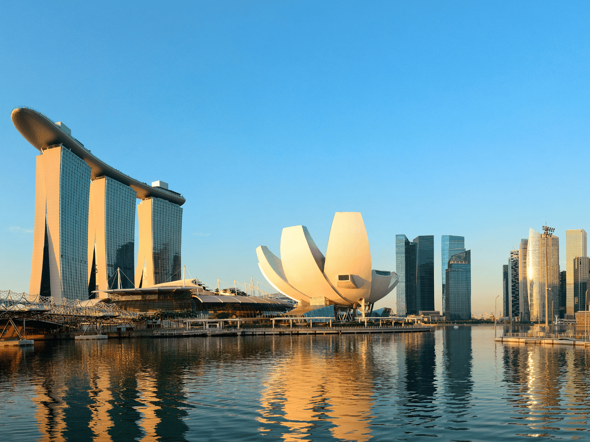 Marina Bay Sands and the ArtScience Museum on Singapore's waterfront.
