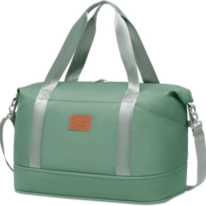 Dark green COOLIFE cabin bag with twin handles, detachable shoulder strap, front logo patch and zipped lower section.