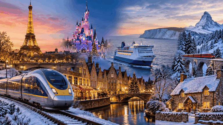 Christmas trips without flying by train and ferry across Europe