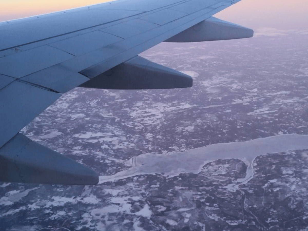 View from a airplane window over Norway